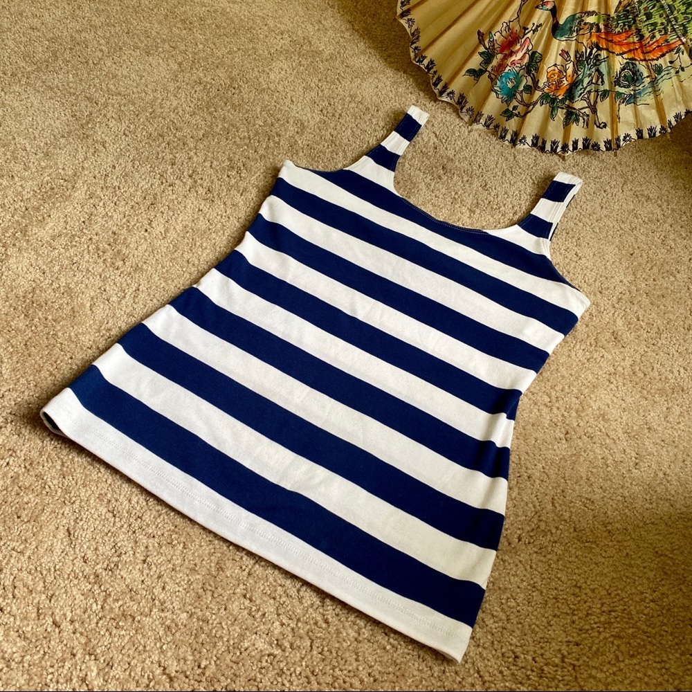 Banana Republic Navy Blue Striped Tank Top